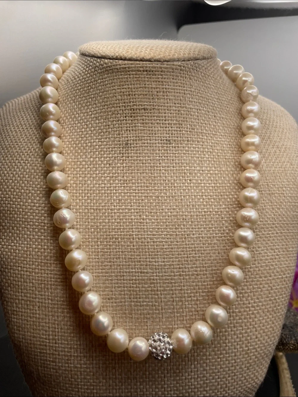 Cultured pearls 9.5mm 925 necklace C31